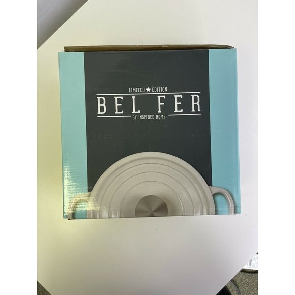 NEW BEL FER White Enameled Cast Iron 3 qt Dutch Oven Heavy-Duty limited edition - Picture 7 of 10